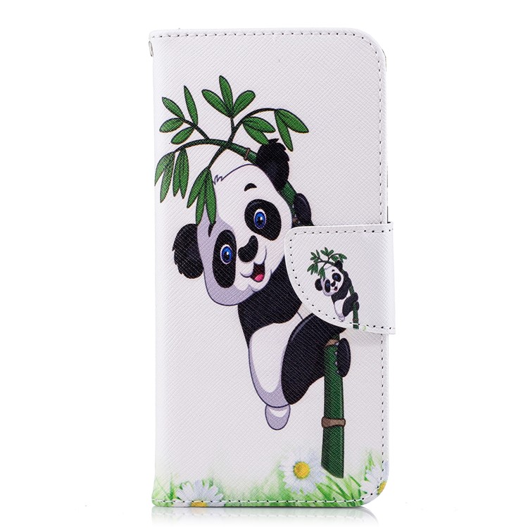 Pattern Printing PU Leather Magnetic Wallet Stand Protective Shell for Huawei P20 - Panda on Bamboo-2