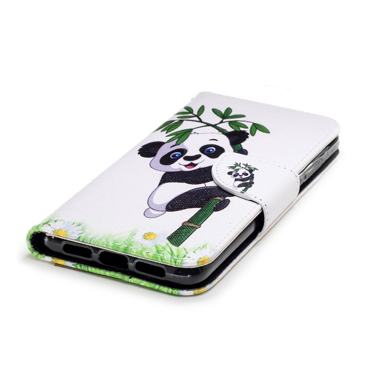 Pattern Printing PU Leather Magnetic Wallet Stand Protective Shell for Huawei P20 - Panda on Bamboo-6