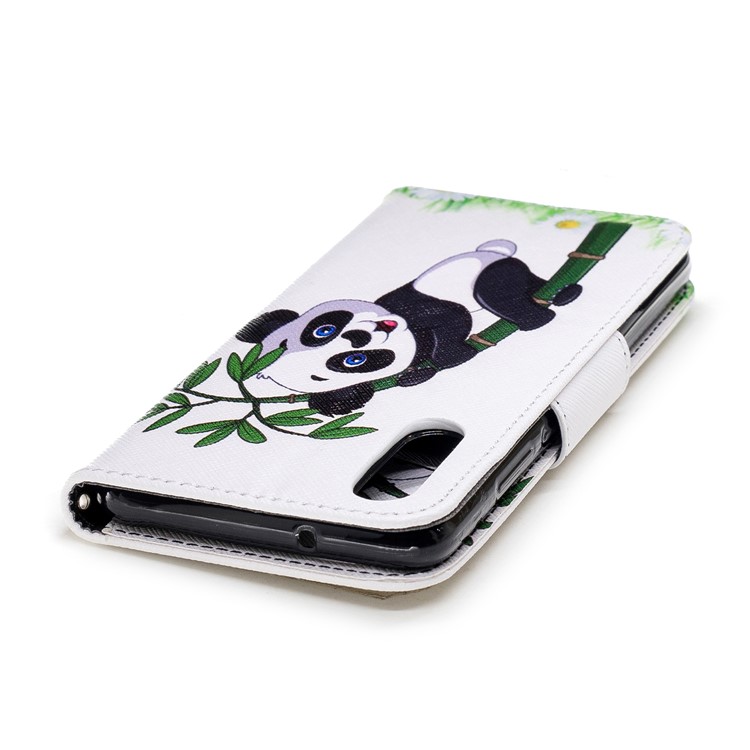 Pattern Printing PU Leather Magnetic Wallet Stand Protective Shell for Huawei P20 - Panda on Bamboo-7