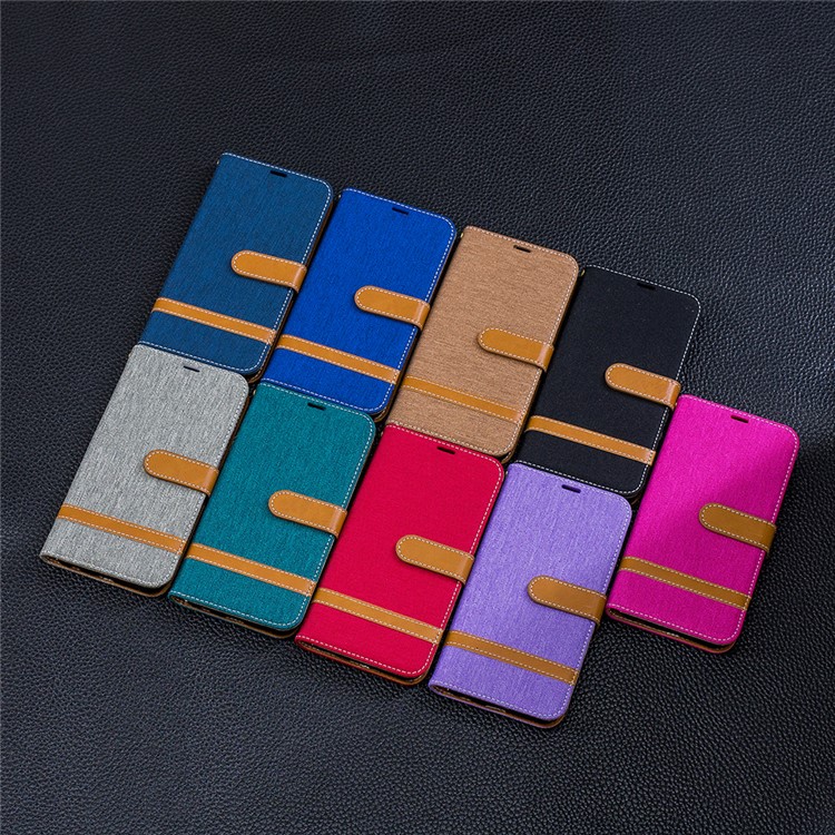 Jeans Cloth Texture Leather Wallet Stand Case for Huawei P20 Lite/Nova 3e - Black-11