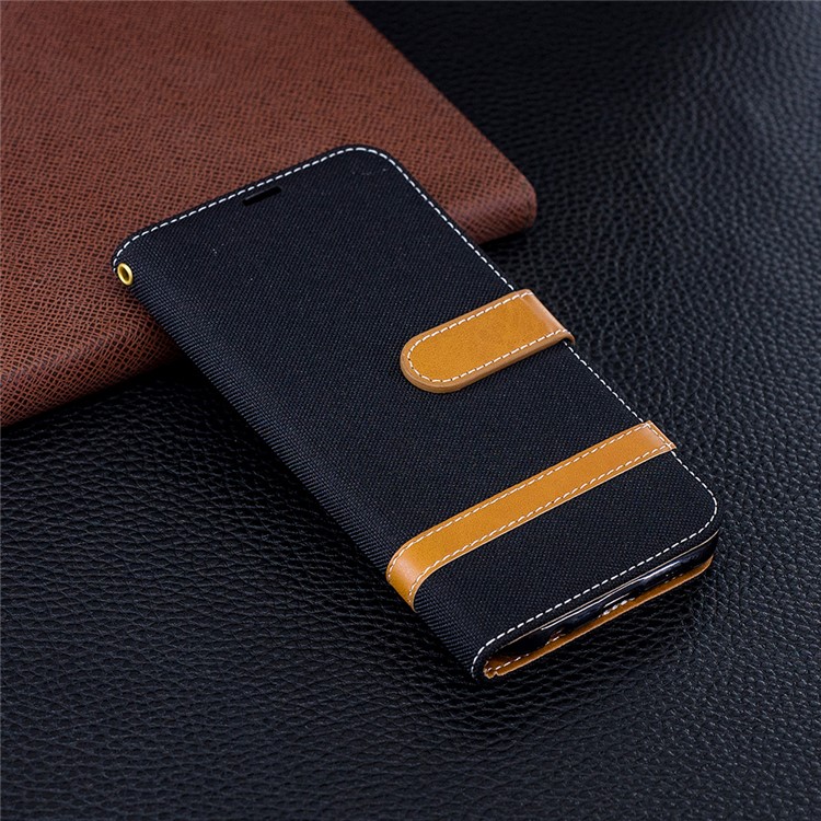 Jeans Cloth Texture Leather Wallet Stand Case for Huawei P20 Lite/Nova 3e - Black-2