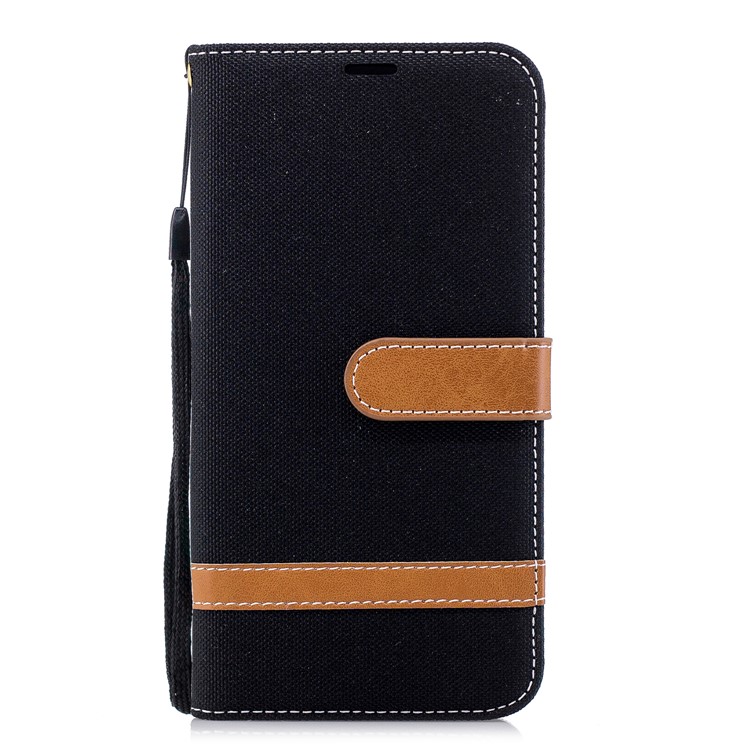 Jeans Cloth Texture Leather Wallet Stand Case for Huawei P20 Lite/Nova 3e - Black-4