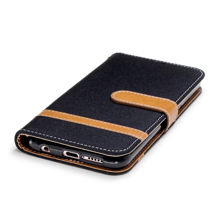 Jeans Cloth Texture Leather Wallet Stand Case for Huawei P20 Lite/Nova 3e - Black-8
