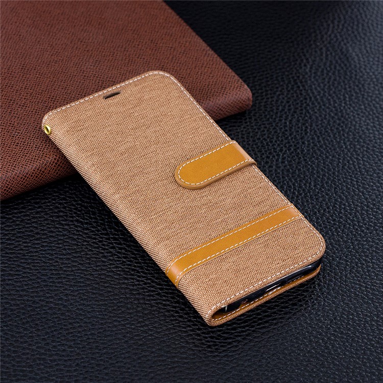 Jeans Cloth Texture Leather Wallet Phone Case for Huawei P20 Lite/Nova 3e - Khaki-2