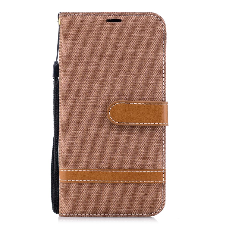 Jeans Cloth Texture Leather Wallet Phone Case for Huawei P20 Lite/Nova 3e - Khaki-4