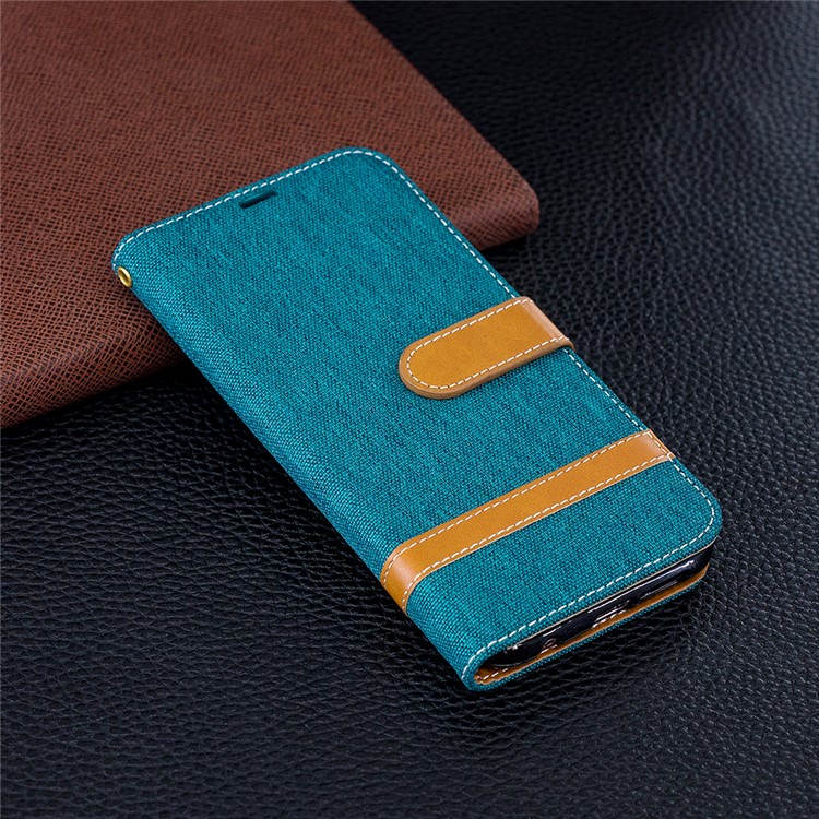 Jeans Cloth Texture Leather Wallet Phone Cover for Huawei P20 Lite/Nova 3e - Green-2