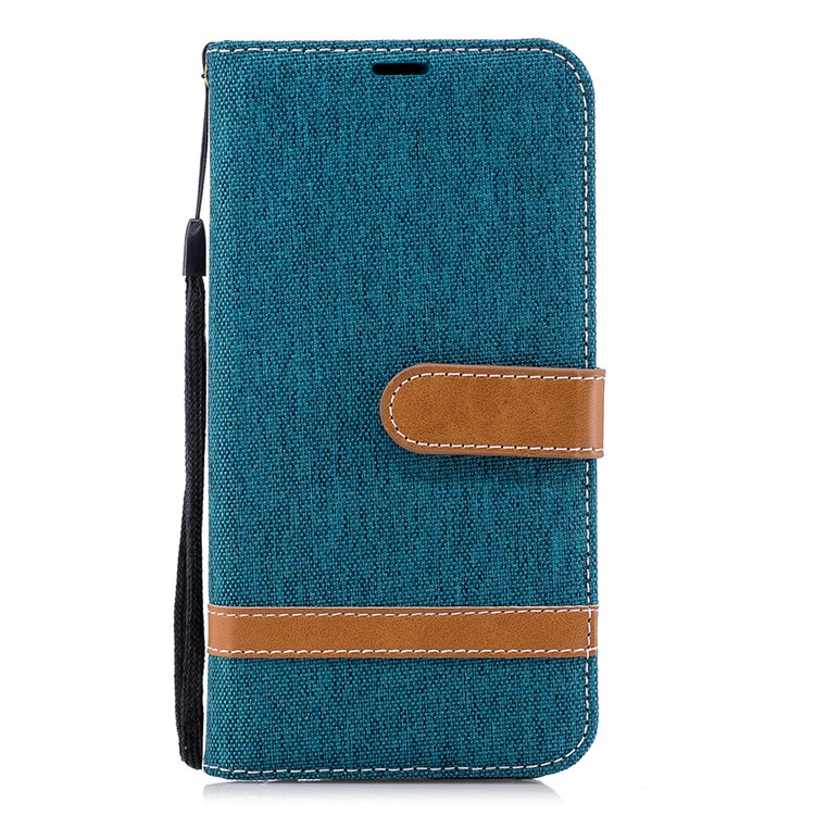 Jeans Cloth Texture Leather Wallet Phone Cover for Huawei P20 Lite/Nova 3e - Green-4