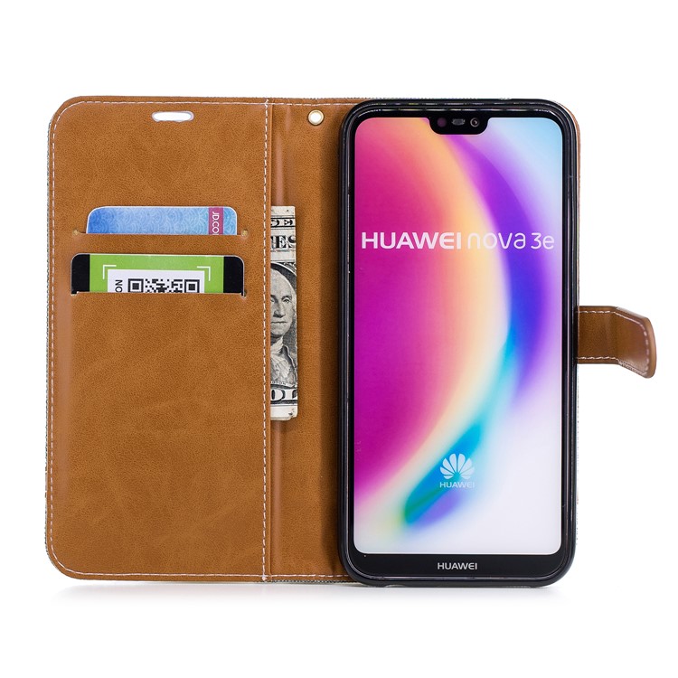 Custodia In Pelle Per Jeans Custodia In Tessuto Per Cellulare Huawei P20 Lite / Nova 3e - Blu Scuro-10