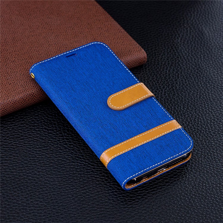Jeans Cloth Texture Leather Wallet Mobile Casing for Huawei P20 Lite/Nova 3e - Baby Blue-2