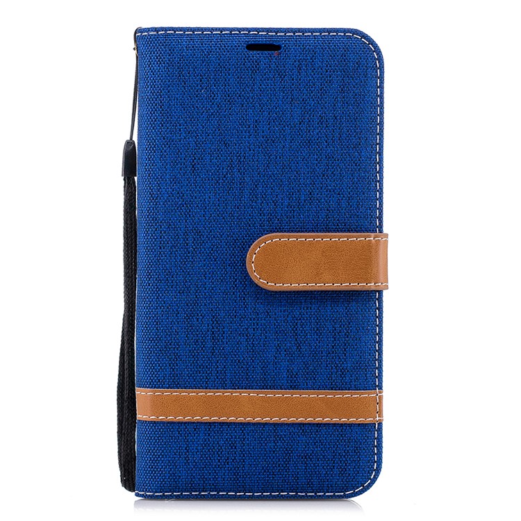 Jeans Cloth Texture Leather Wallet Mobile Casing for Huawei P20 Lite/Nova 3e - Baby Blue-4