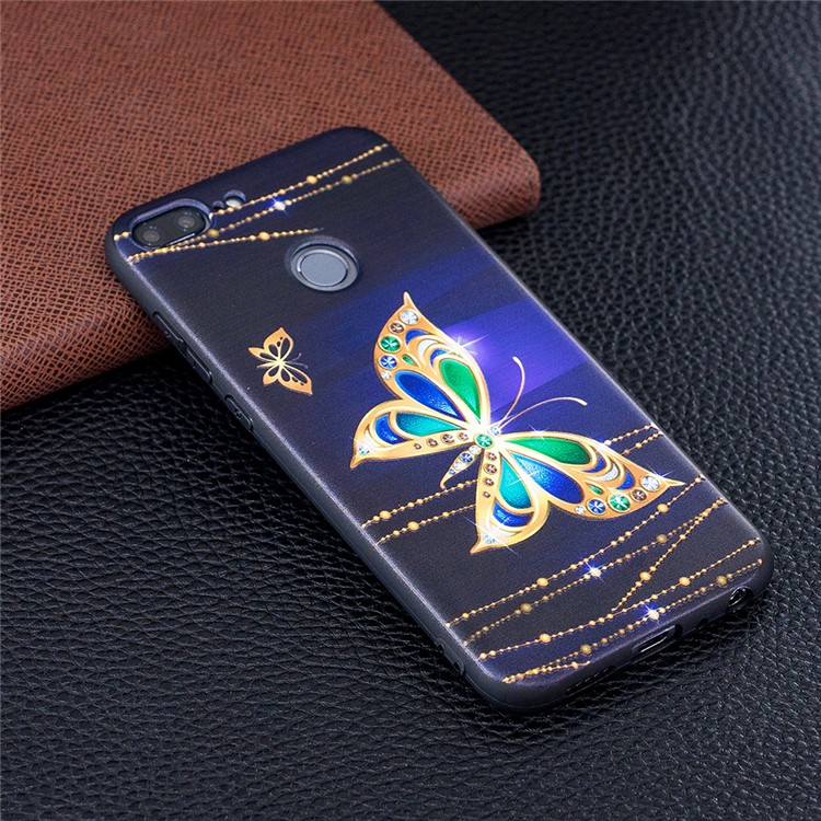 Escudo Traseiro Macio Do Relevo De TPU Para O Huawei P20 Lite / Nova 3e (china) - Borboleta De Ouro-2