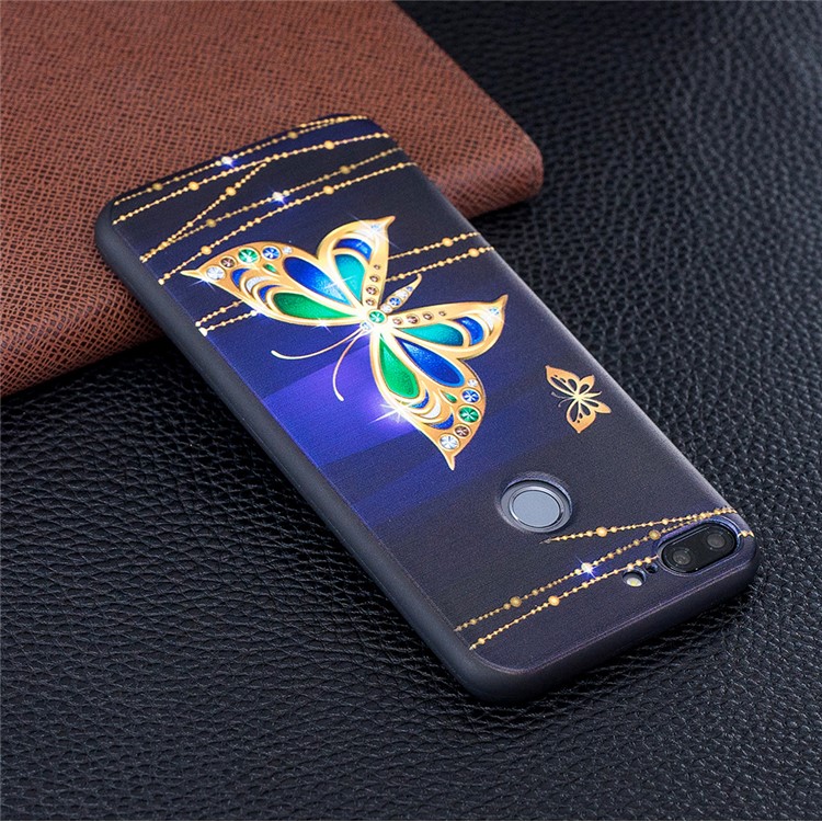 Escudo Traseiro Macio Do Relevo De TPU Para O Huawei P20 Lite / Nova 3e (china) - Borboleta De Ouro-3