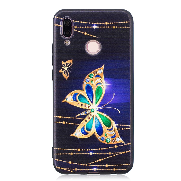 Escudo Traseiro Macio Do Relevo De TPU Para O Huawei P20 Lite / Nova 3e (china) - Borboleta De Ouro-4