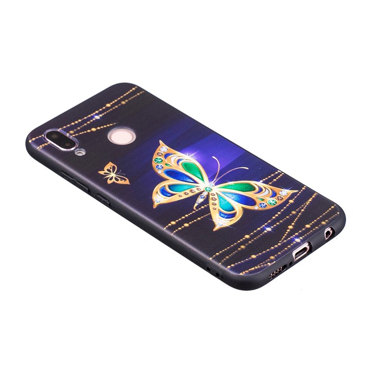 Escudo Traseiro Macio Do Relevo De TPU Para O Huawei P20 Lite / Nova 3e (china) - Borboleta De Ouro-5