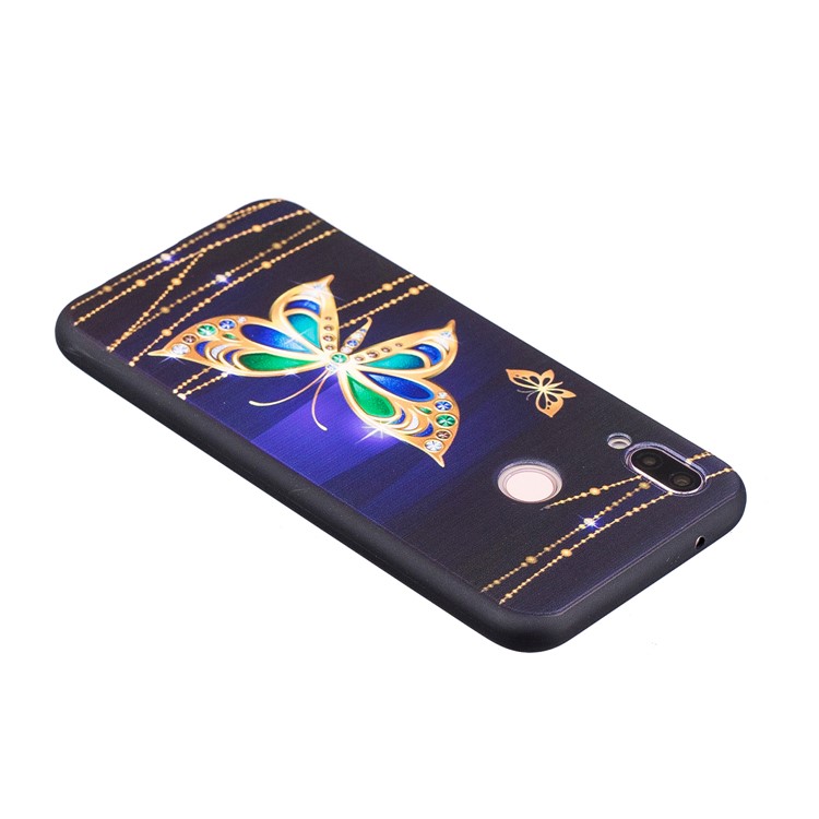 Escudo Traseiro Macio Do Relevo De TPU Para O Huawei P20 Lite / Nova 3e (china) - Borboleta De Ouro-6