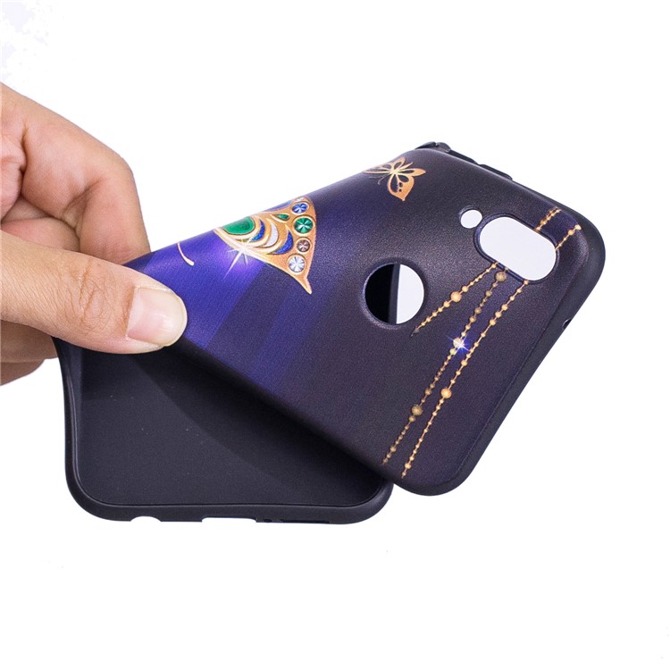 Escudo Traseiro Macio Do Relevo De TPU Para O Huawei P20 Lite / Nova 3e (china) - Borboleta De Ouro-7