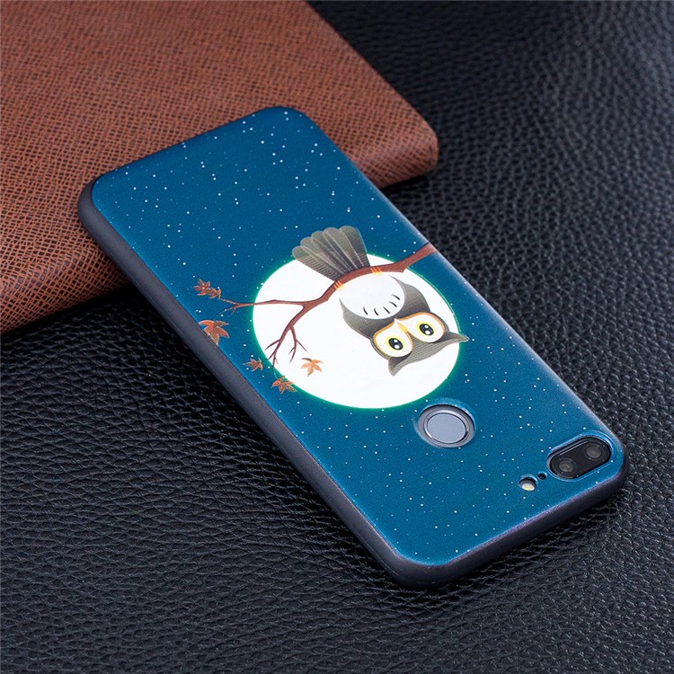 Prägung Weichen TPU Zurück Schutzhülle Für Huawei P20 Lite / Nova 3e (China) - Eule Auf Ast-3