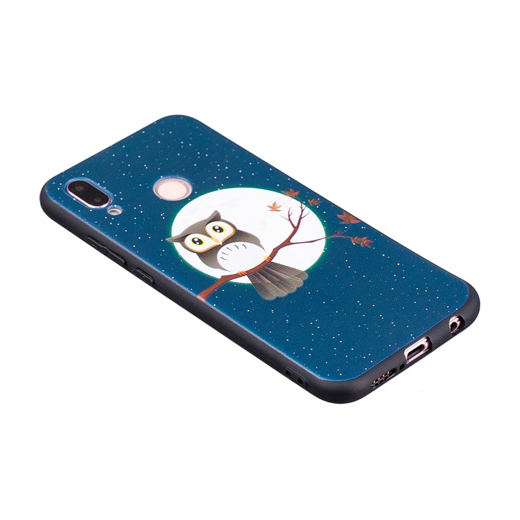 Prägung Weichen TPU Zurück Schutzhülle Für Huawei P20 Lite / Nova 3e (China) - Eule Auf Ast-5