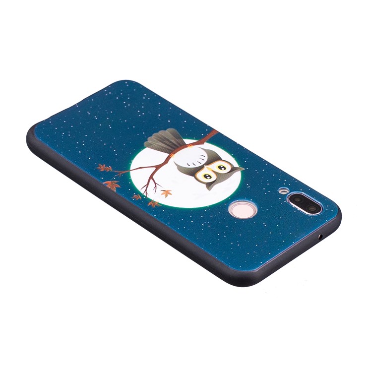 Prägung Weichen TPU Zurück Schutzhülle Für Huawei P20 Lite / Nova 3e (China) - Eule Auf Ast-6