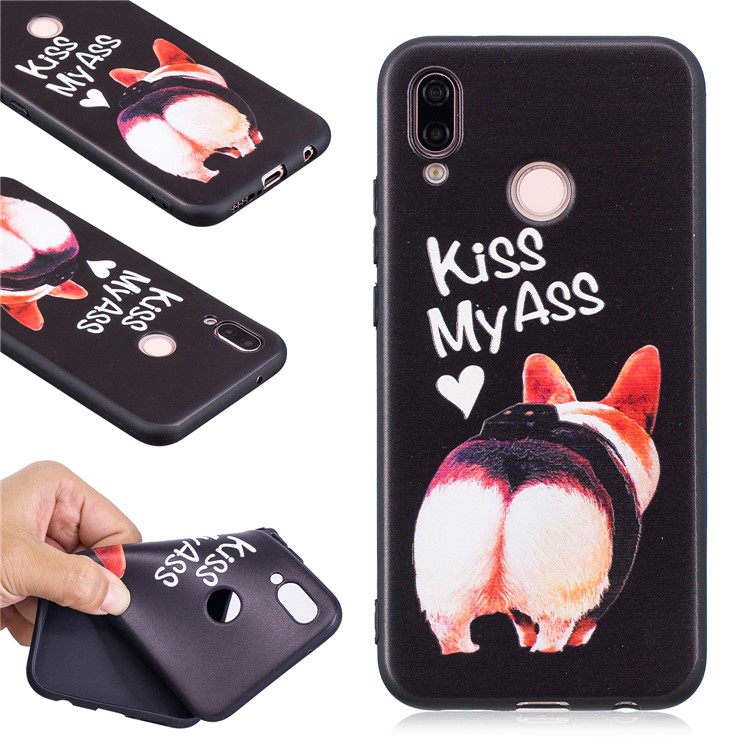 Embossment Soft TPU Mobile Phone Shell for Huawei P20 Lite / Nova 3e (China) - Kiss My Ass-1