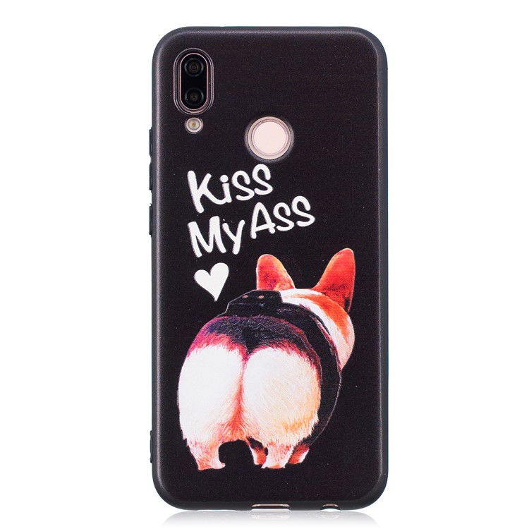 Embossment Soft TPU Mobile Phone Shell for Huawei P20 Lite / Nova 3e (China) - Kiss My Ass-4