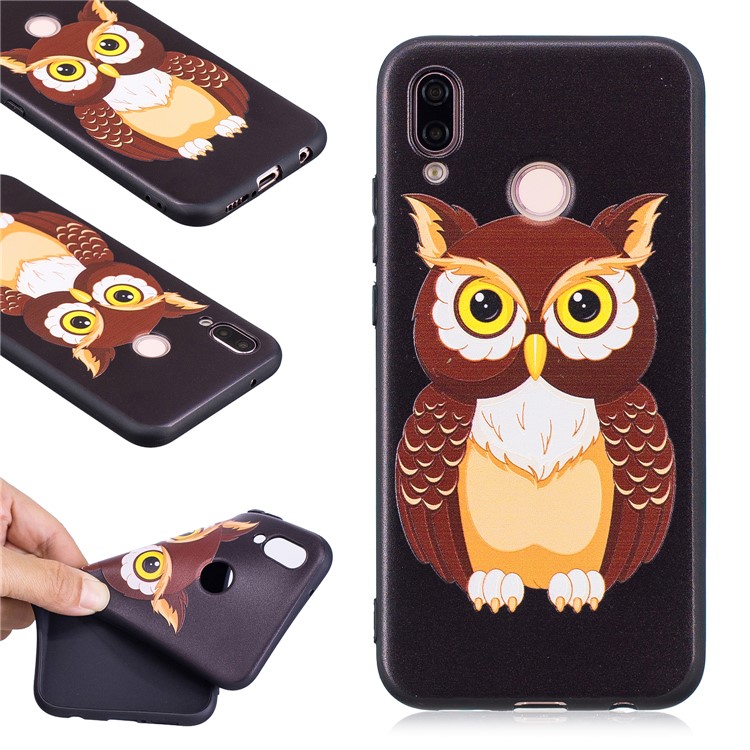 For Huawei P20 Lite / Nova 3e (China) Embossment Soft TPU Protective Phone Casing - Lovely Owl-1