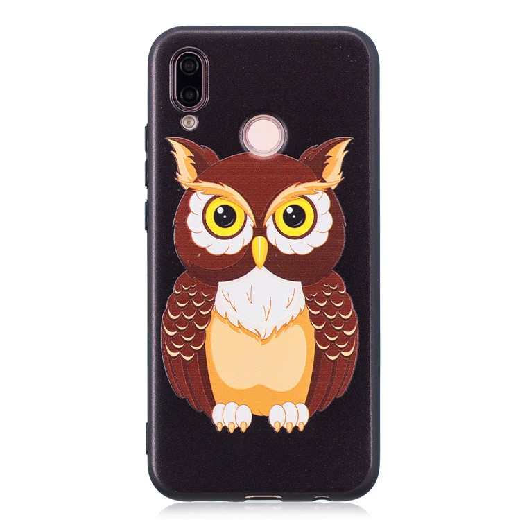 For Huawei P20 Lite / Nova 3e (China) Embossment Soft TPU Protective Phone Casing - Lovely Owl-4