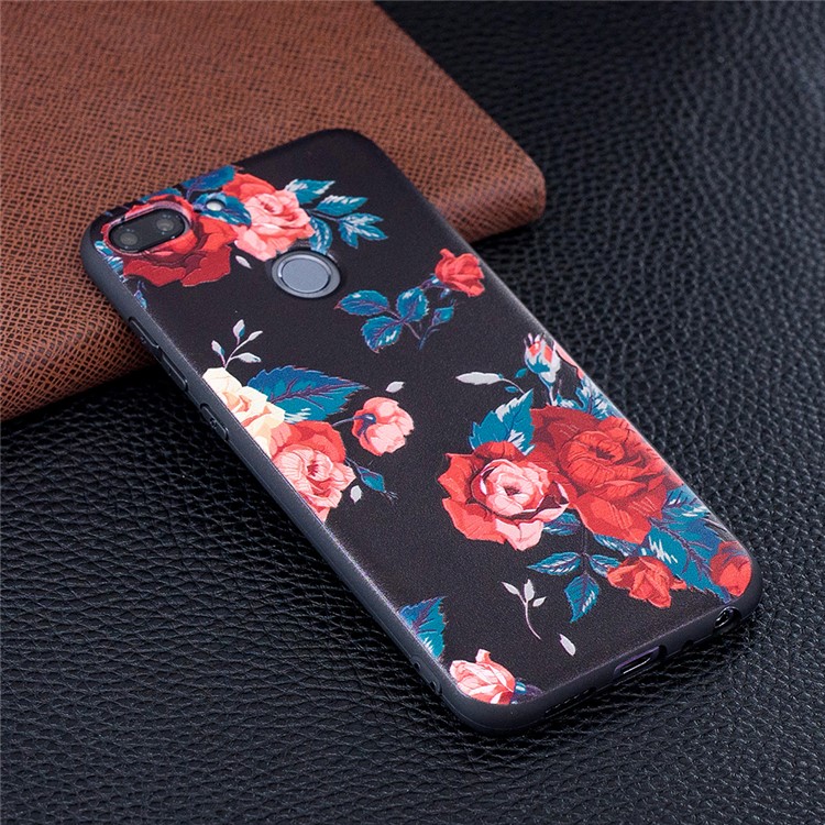 Cáscara Del Teléfono De La Parte Posterior Delgada Suave De TPU Del Repujado Para Huawei P20 Lite / Nova 3e (china) - Rosas-2
