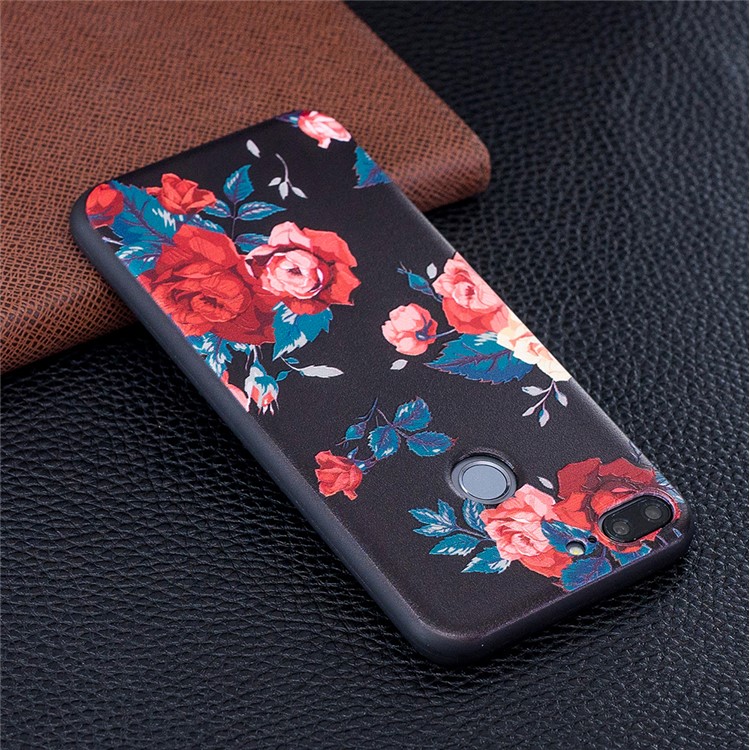 Cáscara Del Teléfono De La Parte Posterior Delgada Suave De TPU Del Repujado Para Huawei P20 Lite / Nova 3e (china) - Rosas-3