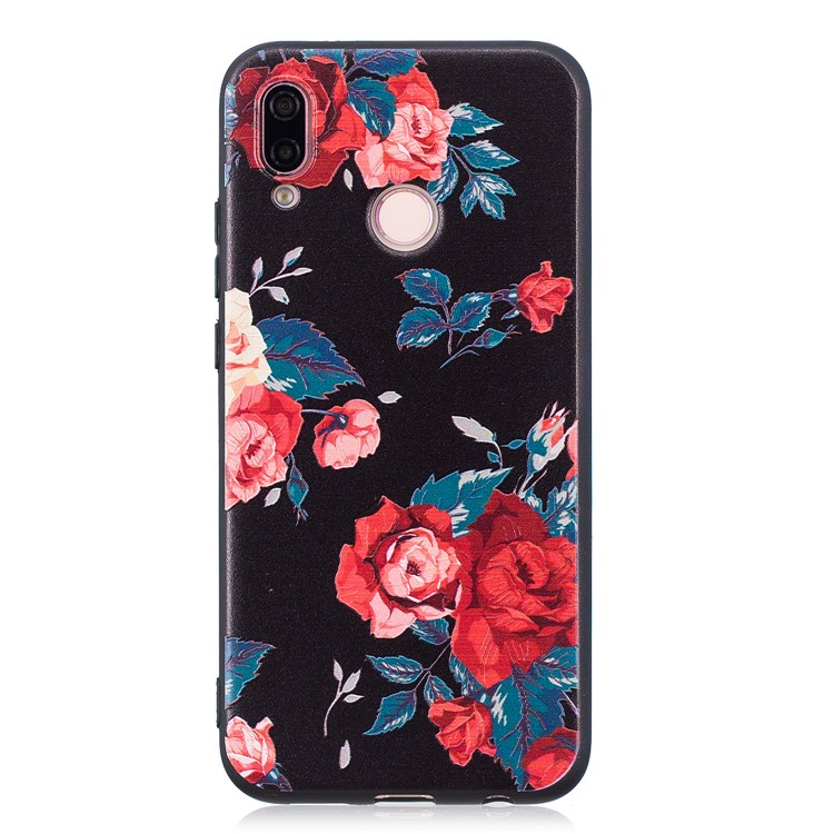 Cáscara Del Teléfono De La Parte Posterior Delgada Suave De TPU Del Repujado Para Huawei P20 Lite / Nova 3e (china) - Rosas-4