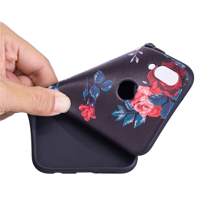 Cáscara Del Teléfono De La Parte Posterior Delgada Suave De TPU Del Repujado Para Huawei P20 Lite / Nova 3e (china) - Rosas-7