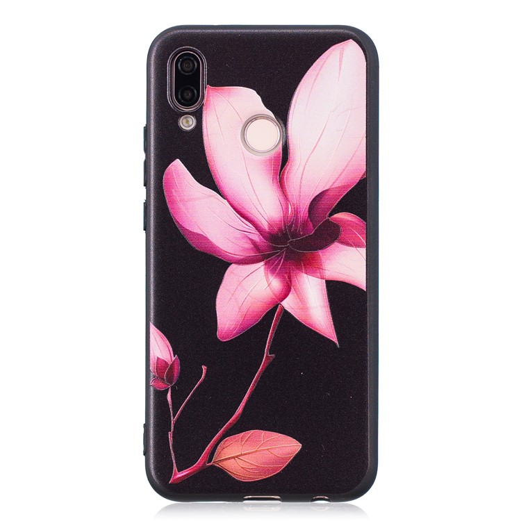 For Huawei P20 Lite / Nova 3e (China) Embossment Soft TPU Protective Phone Back Casing - Pretty Flower-4