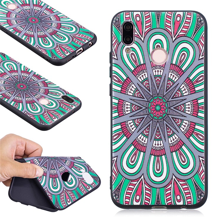 For Huawei P20 Lite / Nova 3e (China) Embossment Flexible TPU Phone Case Shell - Abstract Floral-1