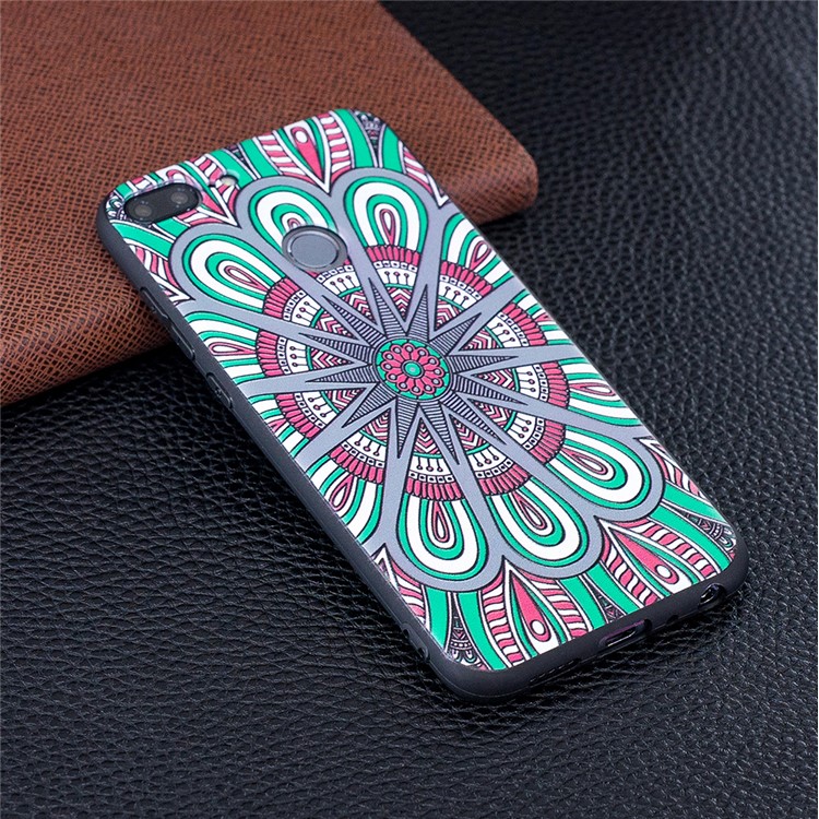 For Huawei P20 Lite / Nova 3e (China) Embossment Flexible TPU Phone Case Shell - Abstract Floral-2