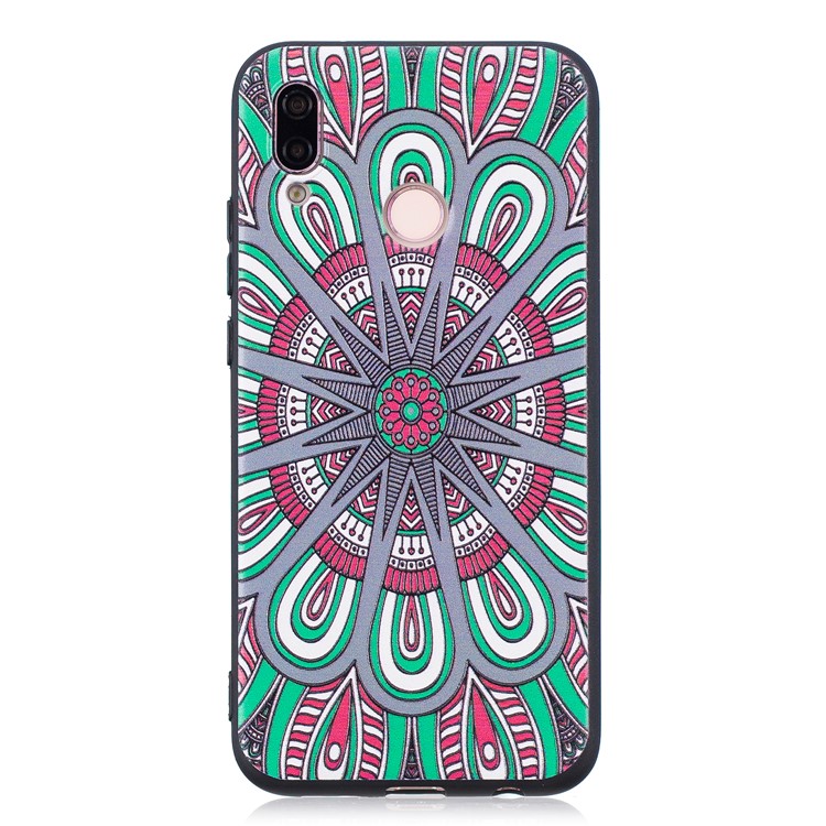 For Huawei P20 Lite / Nova 3e (China) Embossment Flexible TPU Phone Case Shell - Abstract Floral-4