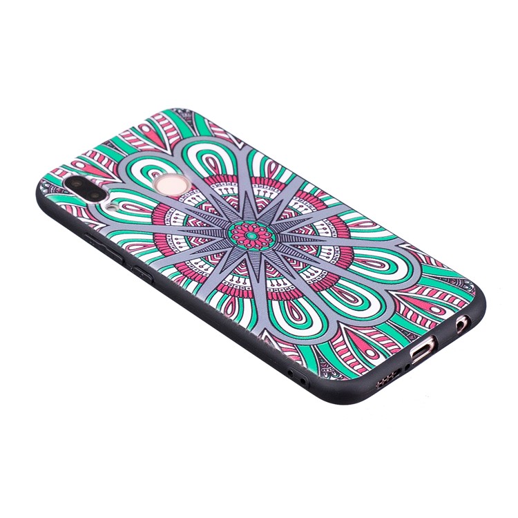 For Huawei P20 Lite / Nova 3e (China) Embossment Flexible TPU Phone Case Shell - Abstract Floral-5