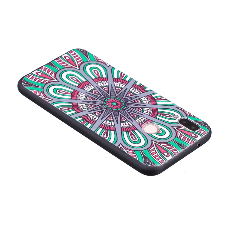 For Huawei P20 Lite / Nova 3e (China) Embossment Flexible TPU Phone Case Shell - Abstract Floral-6
