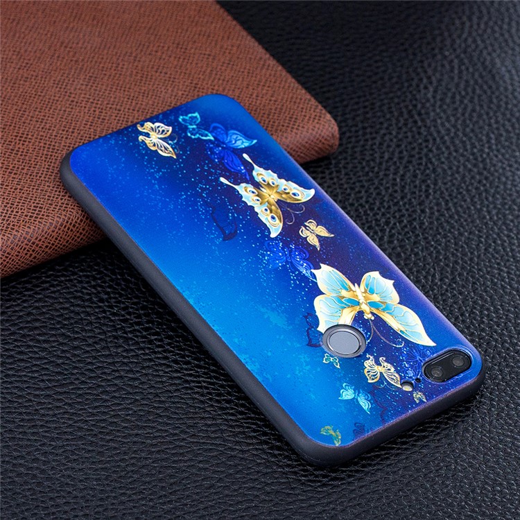 Prägen Weiche TPU Schützende Rückendeckelschale Für Huawei P20 Lite / Nova 3e (China) - Blauer Schmetterling-3