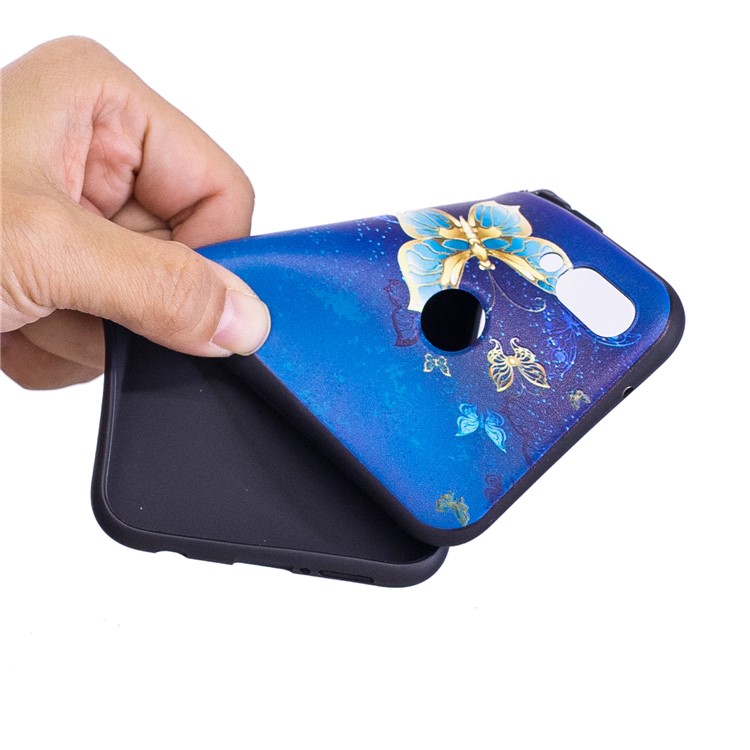 Prägen Weiche TPU Schützende Rückendeckelschale Für Huawei P20 Lite / Nova 3e (China) - Blauer Schmetterling-7