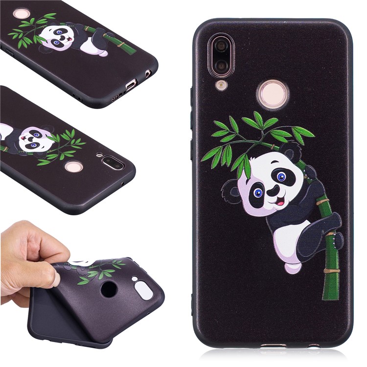 Embossment Soft TPU Back Featherweight Cellphone Shell for Huawei P20 Lite / Nova 3e (China) - Panda Climbing on Bamboo-1