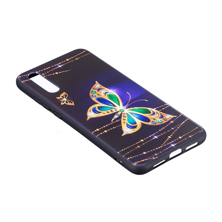 Embossment Soft TPU Back Case for Huawei P20 - Gold Butterfly-4