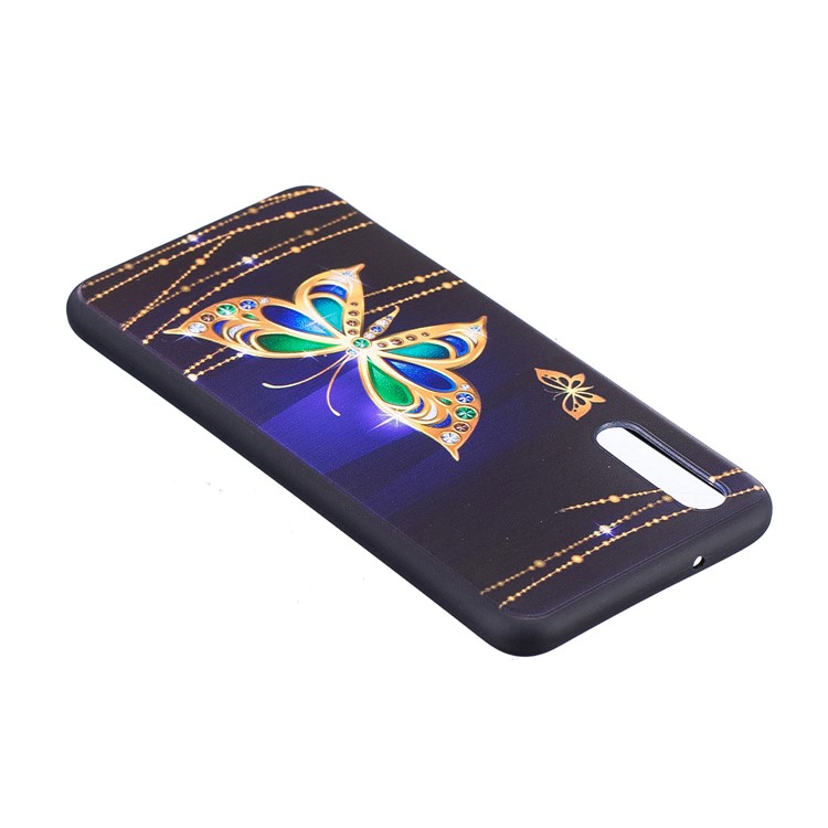Embossment Soft TPU Back Case for Huawei P20 - Gold Butterfly-5
