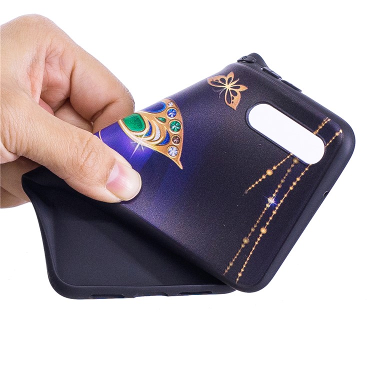 Embossment Soft TPU Back Case for Huawei P20 - Gold Butterfly-6