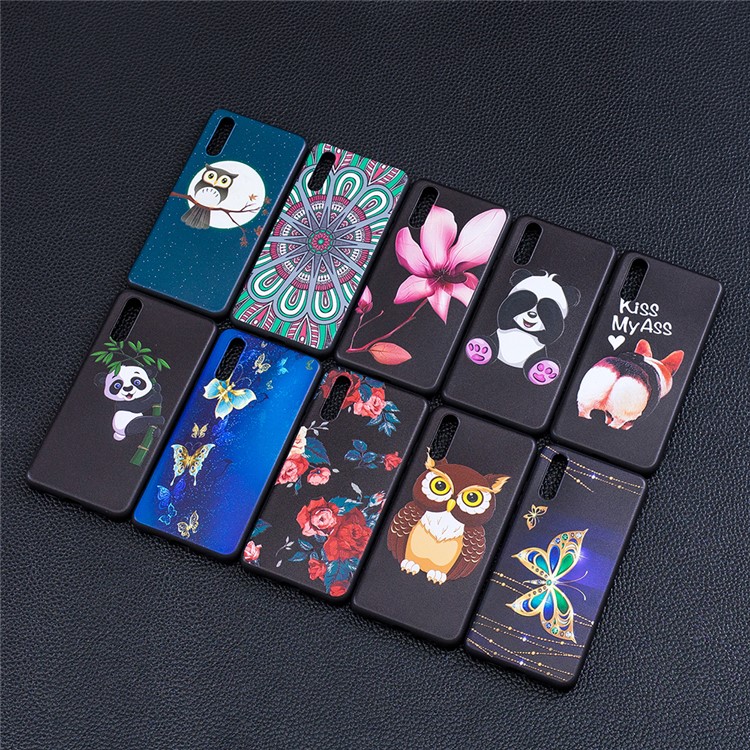 Embossment Soft TPU Back Case for Huawei P20 - Gold Butterfly-7