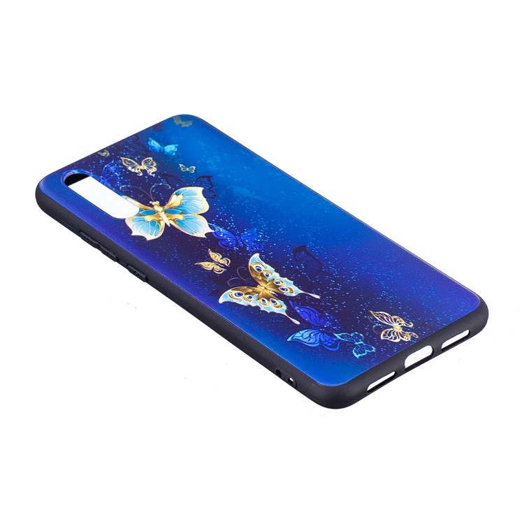 Embossment Soft TPU Cellphone Cover Case for Huawei P20 - Blue Butterfly-4