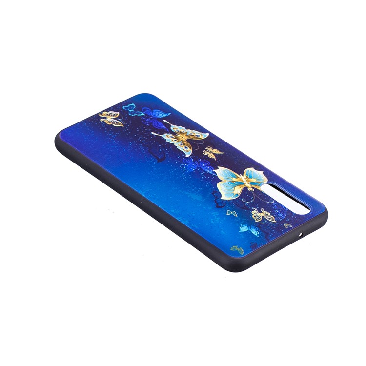Embossment Soft TPU Cellphone Cover Case for Huawei P20 - Blue Butterfly-5