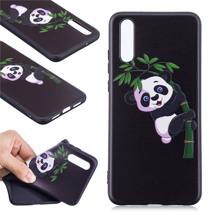 Embossment Soft TPU Back Case Accessory for Huawei P20 - Panda Climbing on Bamboo-1