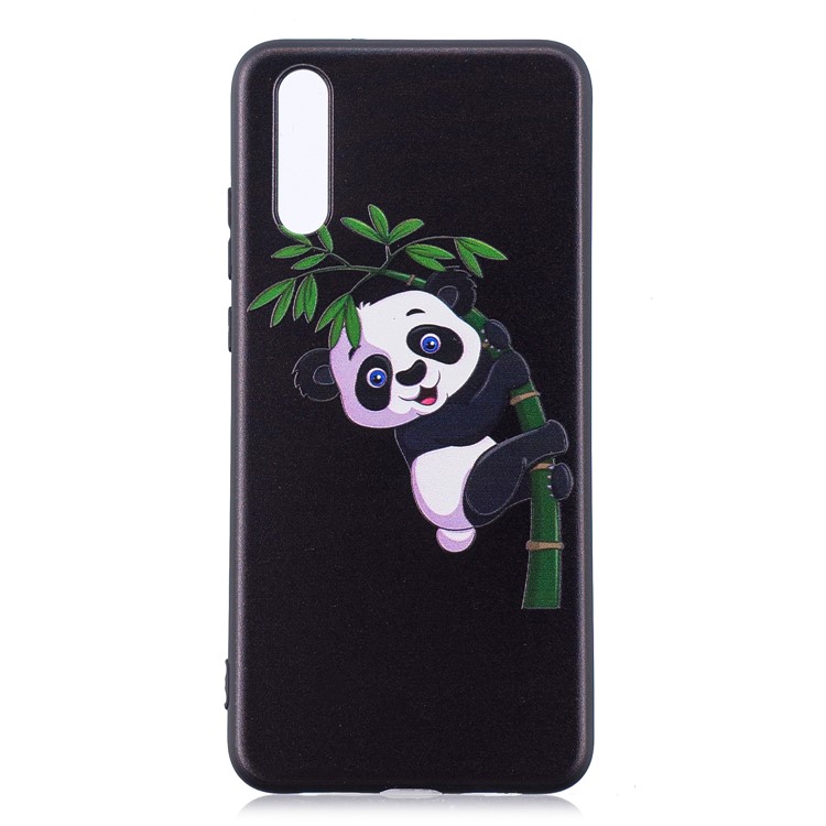 Embossment Soft TPU Back Case Accessory for Huawei P20 - Panda Climbing on Bamboo-3