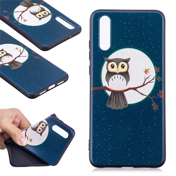 Embossment Soft TPU Back Mobile Casing for Huawei P20 - Owl on Branch-1