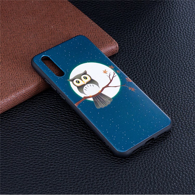Embossment Soft TPU Back Mobile Casing for Huawei P20 - Owl on Branch-2